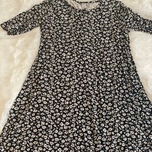 Floral Black and White Dress